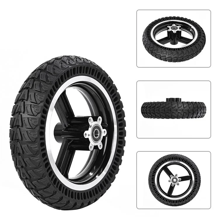 For Kugoo M4 10-Inch Electric Scooter Front Wheel Solid Tire Hub Assembly Replacement Anti-slip Explosion-Proof Solid Tire