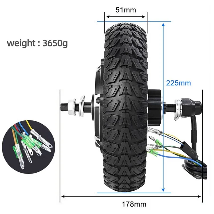 For Kugoo M4 10-Inch Electric Scooter Rear Wheel Hub Motor Assembly 48V 500W Anti-slip Explosion-Proof Solid Tire