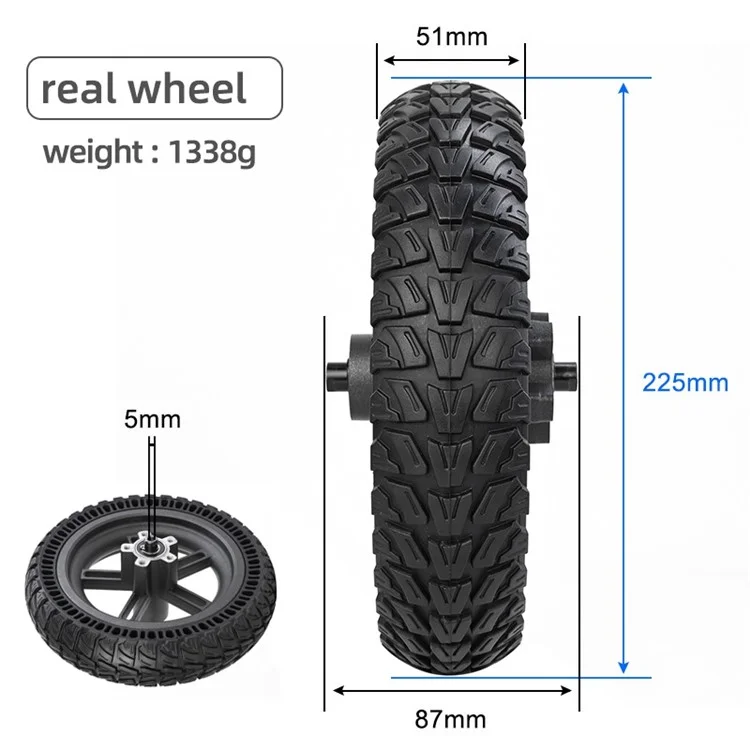 1 Paire de Pneus Pleins de 9 Pouces pour Xiaomi M365 / 1S / Lite E-Bike, Moteur Hub de Roue Avant 250W et Assemblage du Moyeu de Roue Arrière de Trottinette Électrique
