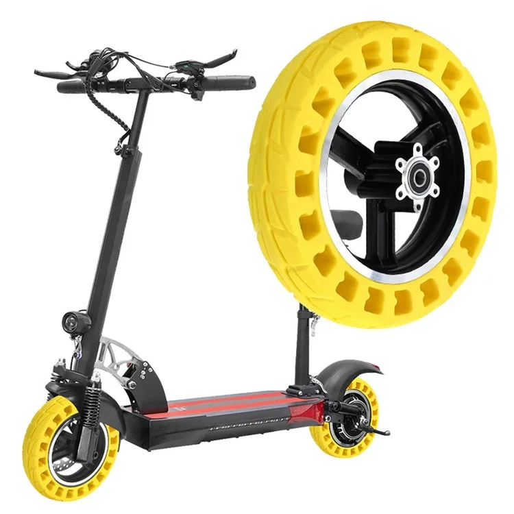 For Kugoo M4 Electric Scooter 10x2.125 Inch Anti-slip Front Tire Shock Absorbed Rubber E-scooter Front Wheel Hub Replacement - Yellow
