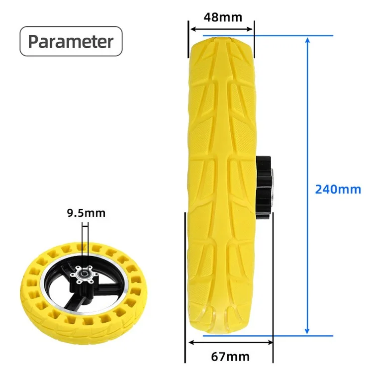 For Kugoo M4 Electric Scooter 10x2.125 Inch Anti-slip Front Tire Shock Absorbed Rubber E-scooter Front Wheel Hub Replacement - Yellow