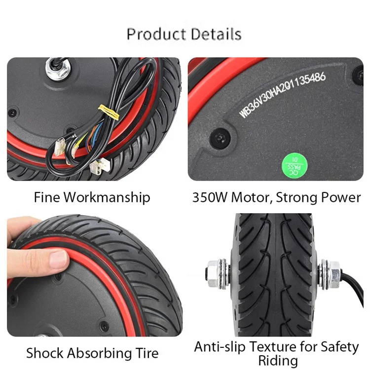 Para Xiaomi 1S / Lite / M365 / M365 Pro / M365 Pro 2 / M365 Pro 3 Scooter Elétrico Roda de 8,5 polegadas Hub Motor 350W 36V Círculo Colorido Decoração Pneu Inflável - Vermelho