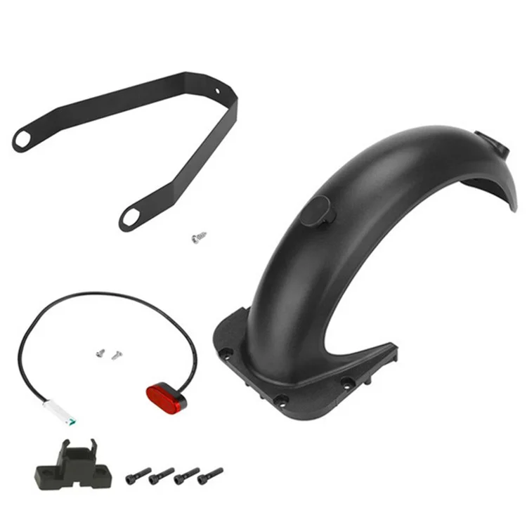 Para Ninebot Max G30 Guardabarros Trasero + Soporte del Guardabarros + Kit de Piezas de Faros Eléctricos de Scooter - Soporte Negro