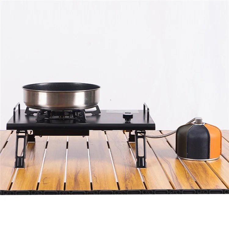 Hornillo de Gas Plegable IGT de 4000W de Alta Potencia con Mesa de Camping de Acero Inoxidable - Negro