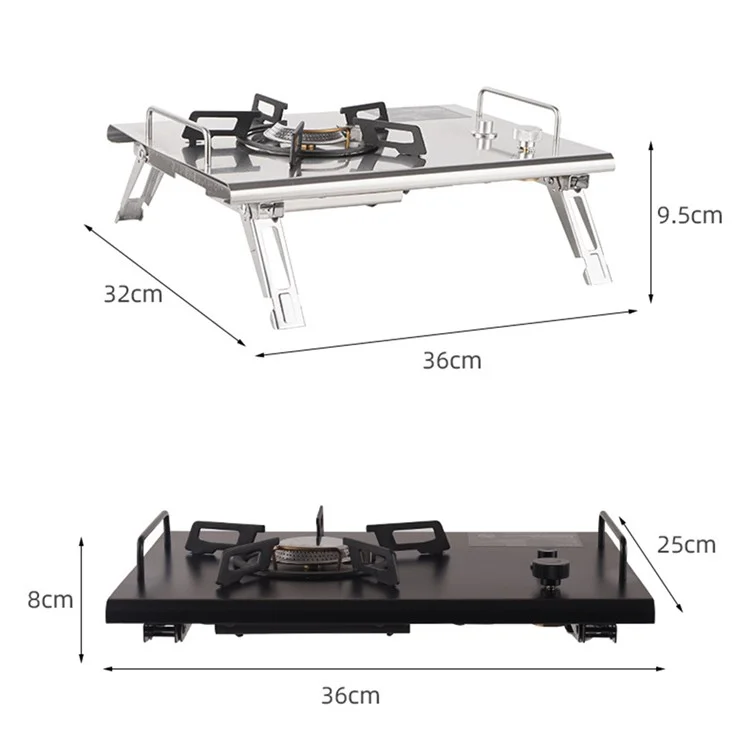 Hornillo de Gas Plegable IGT de 4000W de Alta Potencia con Mesa de Camping de Acero Inoxidable - Negro