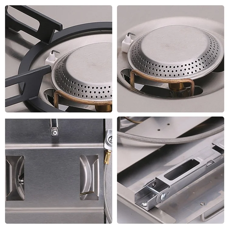 Folding IGT Gas Stove 4000W High Power Stainless Steel Camping Table Stove Outdoor Picnic Desktop Furnace - Khaki