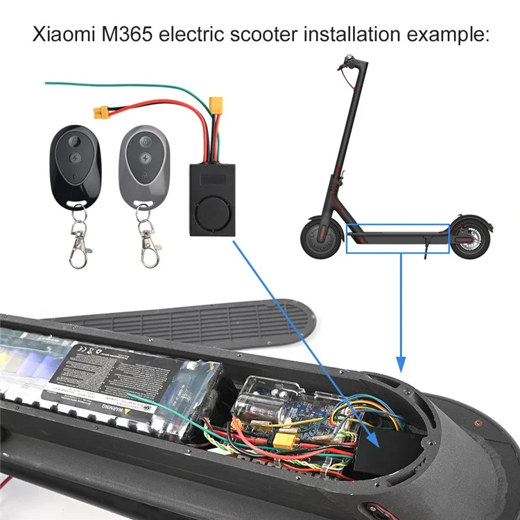 Anti-Theft Alarm System for Xiaomi 1S / M365 / M365 Pro Electric Scooter Alarm Horn with Remote Control