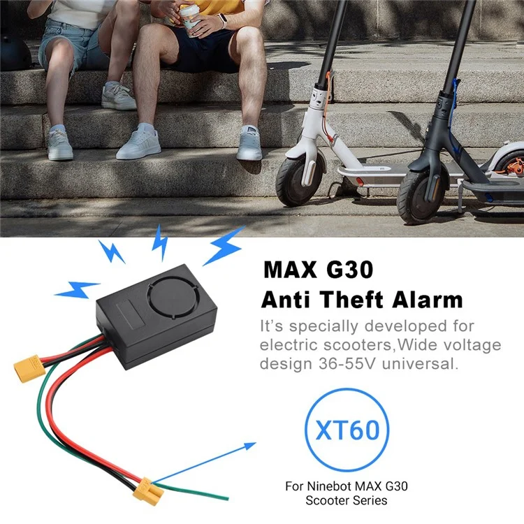 XT60 Para Ninebot Max G30 36-55V 115db Segurança Anti-roubo Alarme Controle Remoto Peça Scooter Elétrico