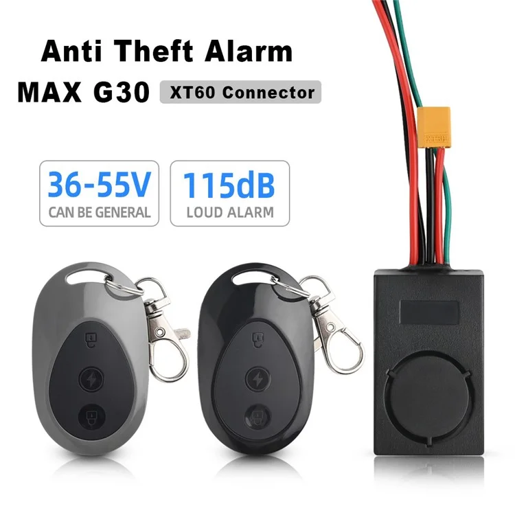 XT60 Para Ninebot Max G30 36-55V 115db Segurança Anti-roubo Alarme Controle Remoto Peça Scooter Elétrico
