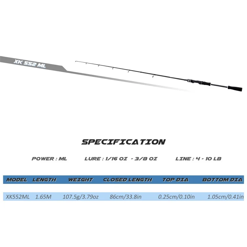 LEO 28236 2-Piece Spinning Rod Fiberglass Spinning Fishing Pole ML Lightweight Fishing Rod
