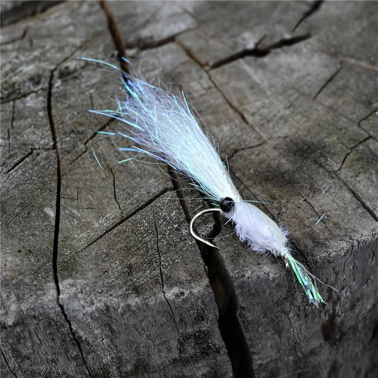 LEO 28230 5 Stück weiche Eisseide-Garnelen-förmige Angelköder zum Fliegen-Binden, Schleppen - Hakenlänge: 21,7 mm