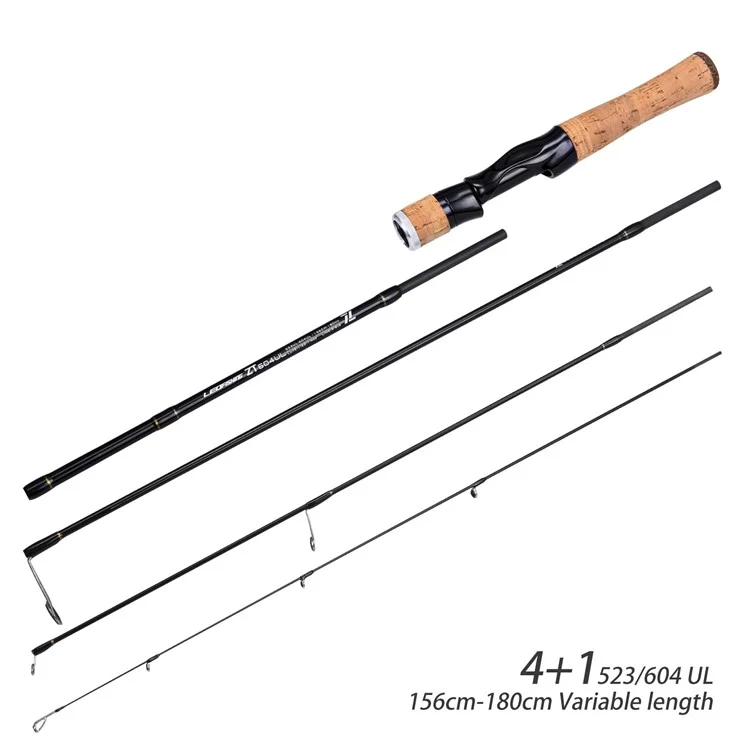 LEO 28240 ZT Series 4-Section Carbon Spinning Rod Portable Lightweight 1.8m Fishing Pole with Storage Bag - Straight Handle