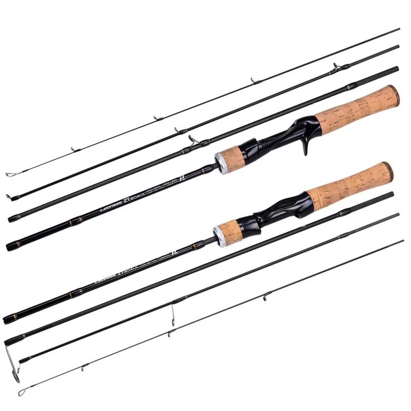 LEO 28240 ZT Series 4-Section Carbon Spinning Rod Portable Lightweight 1.8m Fishing Pole with Storage Bag - Straight Handle