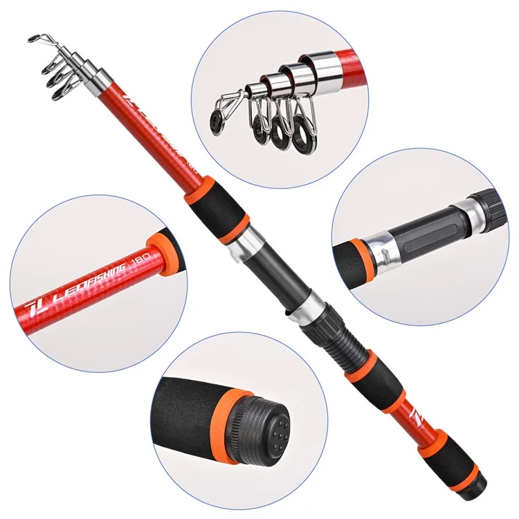 LEO 28257 1.73m Retractable Mini Fishing Pole Lightweight Portable Fiberglass Fishing Rods - Green