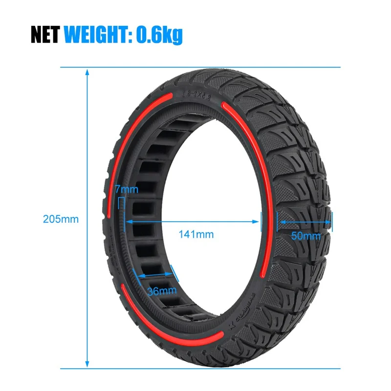 For Xiaomi M365 / Pro / Pro2 / 1S / Lite E-Scooter 8.5x2 Inch Anti-Slip Wheel Replacement Rubber Tire - Red