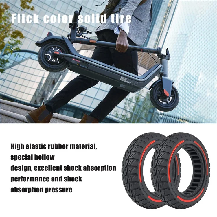 Para Niu Electric Kick Scooter 9.5*2.5-6.1 Neumático de Goma de Panal de Abeja con Absorción de Impactos sin Inflado - Rojo