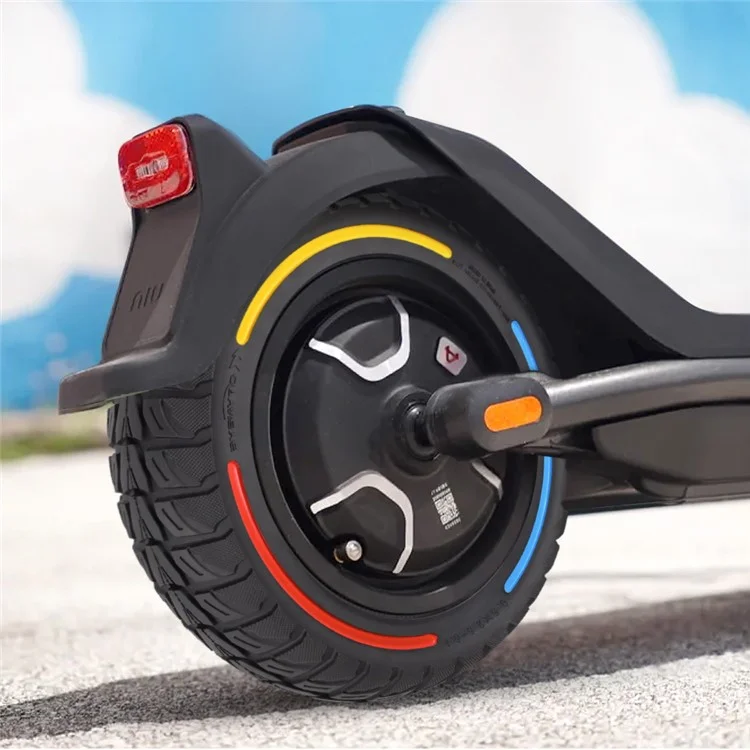 For Niu Electric Kick Scooter 9.5*2.5-6.1 Rubber Tire Honeycomb Shock Absorption Inflation Free Tyre - Red+Yellow+Blue