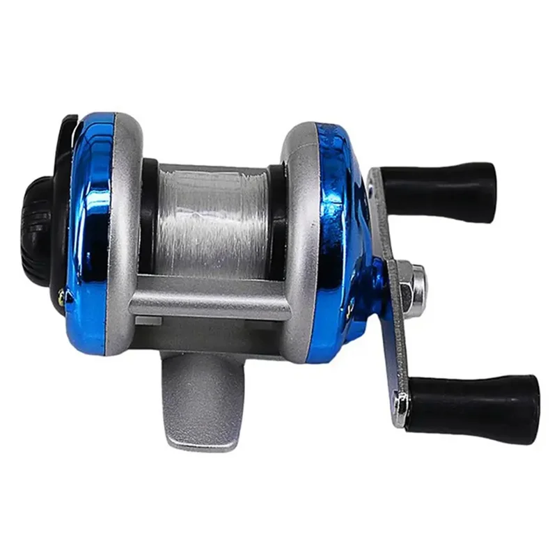 DEUKIO AC100 Mini Metal Ice Fishing Reel Double Rocker Arm Winter Fishing Wheel - Blue