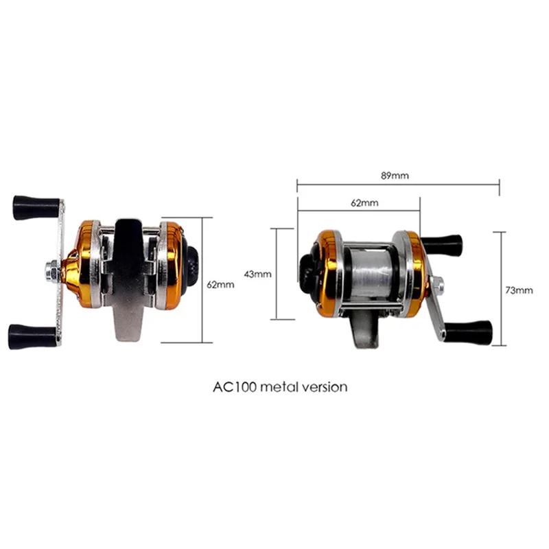 DEUKIO AC100 Mini Metal Ice Fishing Reel Double Rocker Arm Winter Fishing Wheel - Blue