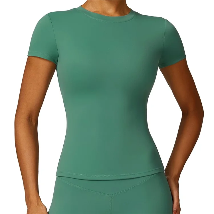 8455 Quick-drying Yoga Short Sleeve T-shirt Frauen Fitness Running Outdoor Sports Top - Grün L