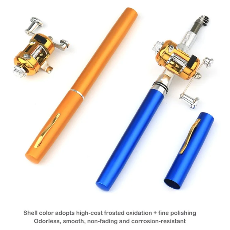 A-P 1m Fishing Rod Reel Combo Set Telescopic Portable Pocket Pen Style Fishing Rod Pole - Purple