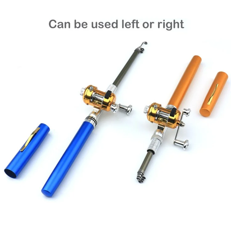A-P 1m Fishing Rod Reel Combo Set Telescopic Portable Pocket Pen Style Fishing Rod Pole - Purple