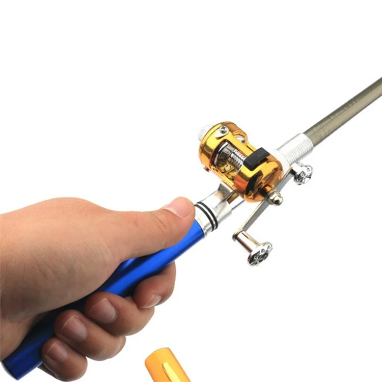 A-P 1m Fishing Rod Reel Combo Set Telescopic Portable Pocket Pen Style Fishing Rod Pole - Purple