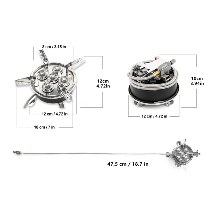 Wiesea WSS-507 Camping Outdoor 8800W High Power Piega di Una Stufa a Gas a Cinque Teste