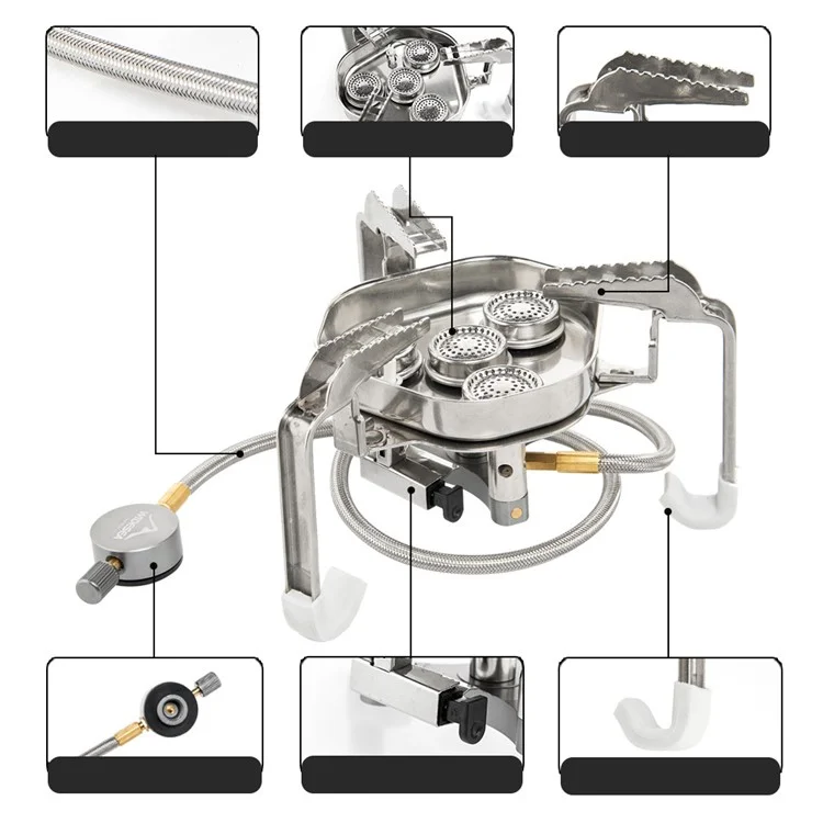WIDESEA WSS-506 7500W Fogão de Acampamento com 4 Queimadores e Caixa de Armazenamento