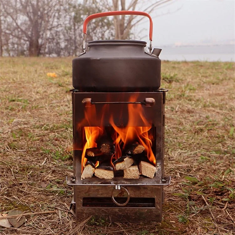 Große faltbare Outdoor-Edelstahl-Kochstelle Camping Picknick Holzverbrennung Kochstelle (Kein FDA, BPA-frei)