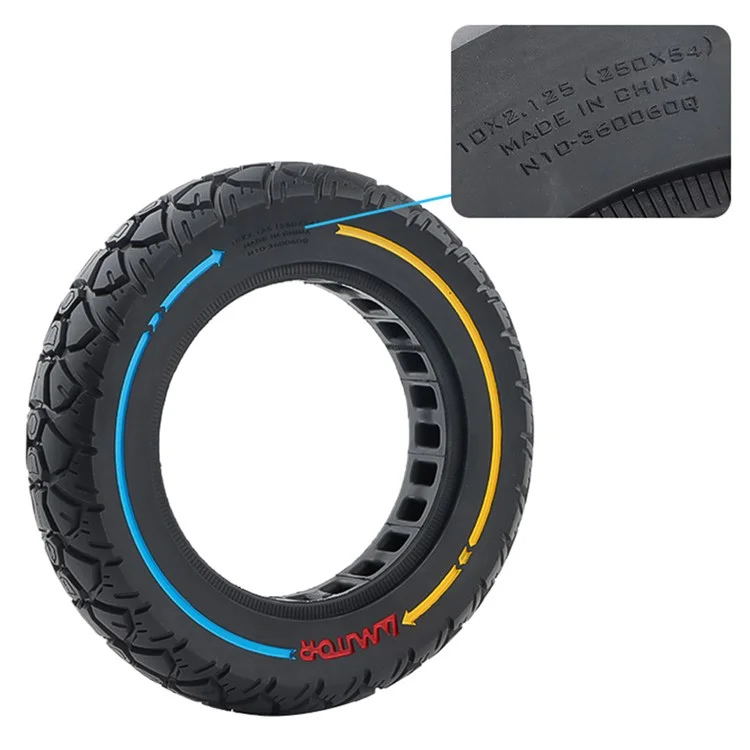 AMITOR Ruota in Gomma da 10 Pollici per Monopattino con Decorazione a Righe Colorate per Fuori Strada, per Slot da 36mm