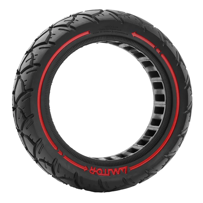 AMITOR 10x2.7 Rueda de Repuesto de Patinete de 10 Pulgadas, Línea Roja, Decoración de Goma, para Ranura de 53.5mm