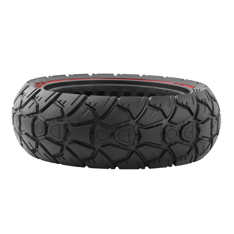 AMITOR 10x2.7 Rueda de Repuesto de Patinete de 10 Pulgadas, Línea Roja, Decoración de Goma, para Ranura de 53.5mm