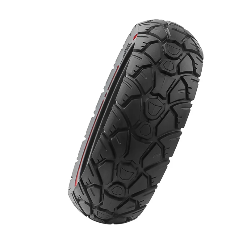 AMITOR 10x2.7 Rueda de Repuesto de Patinete de 10 Pulgadas, Línea Roja, Decoración de Goma, para Ranura de 53.5mm