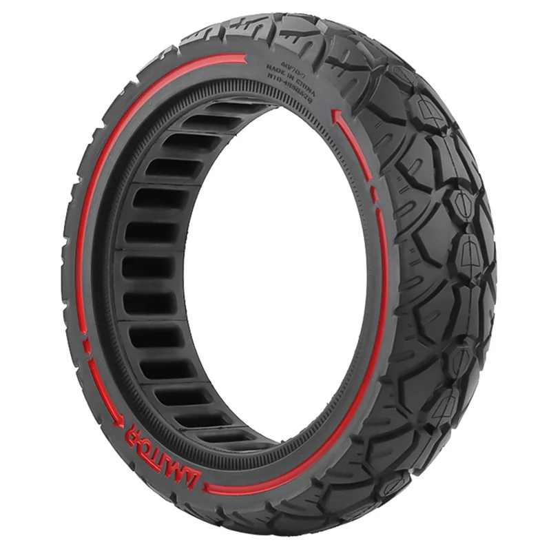 Roue de scooter de 10 pouces AMITOR 60/70-7 avec décoration de ligne colorée pour usage tout-terrain, pneu en caoutchouc pour fente de 48,5 mm