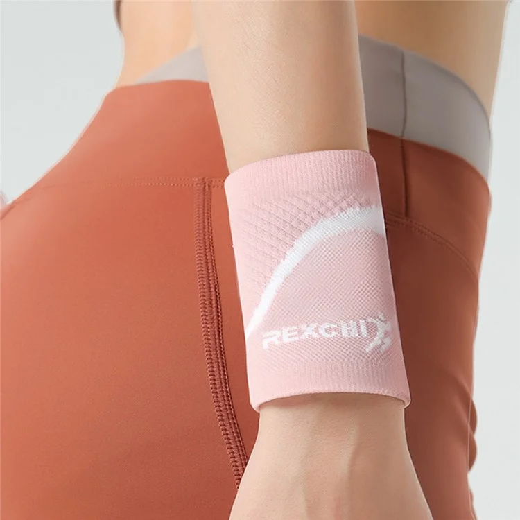 REXCHI HW12 1Pc Fitness Wrist Wrap Brace Breathable Outdoor Sports Wrist Band - Rosa / S