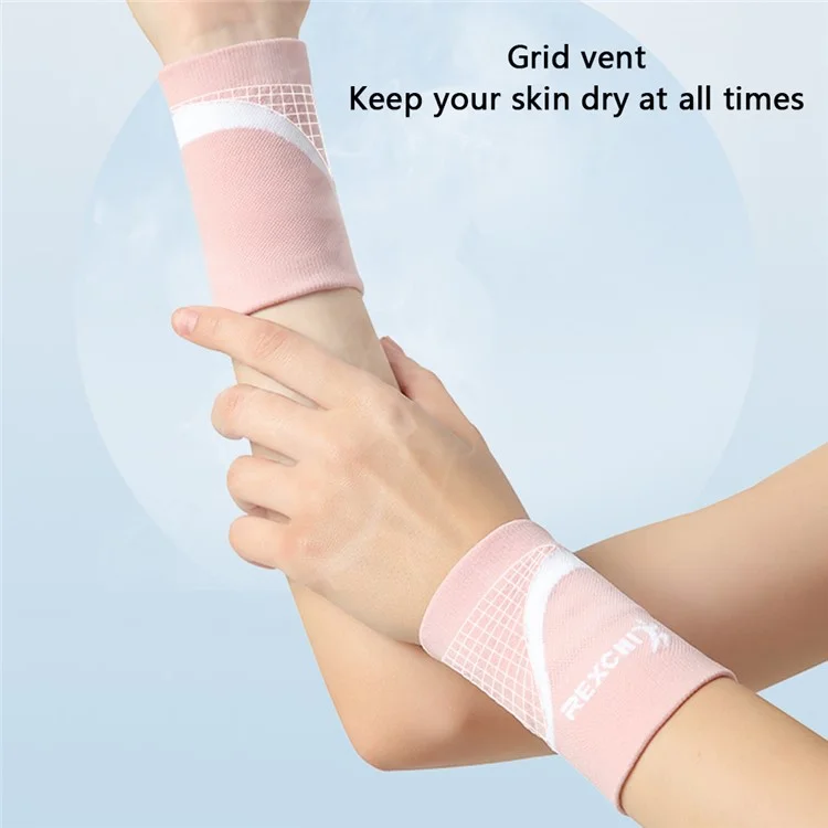REXCHI HW12 1Pc Fitness Wrist Wrap Brace Breathable Outdoor Sports Wrist Band - Rosa / S