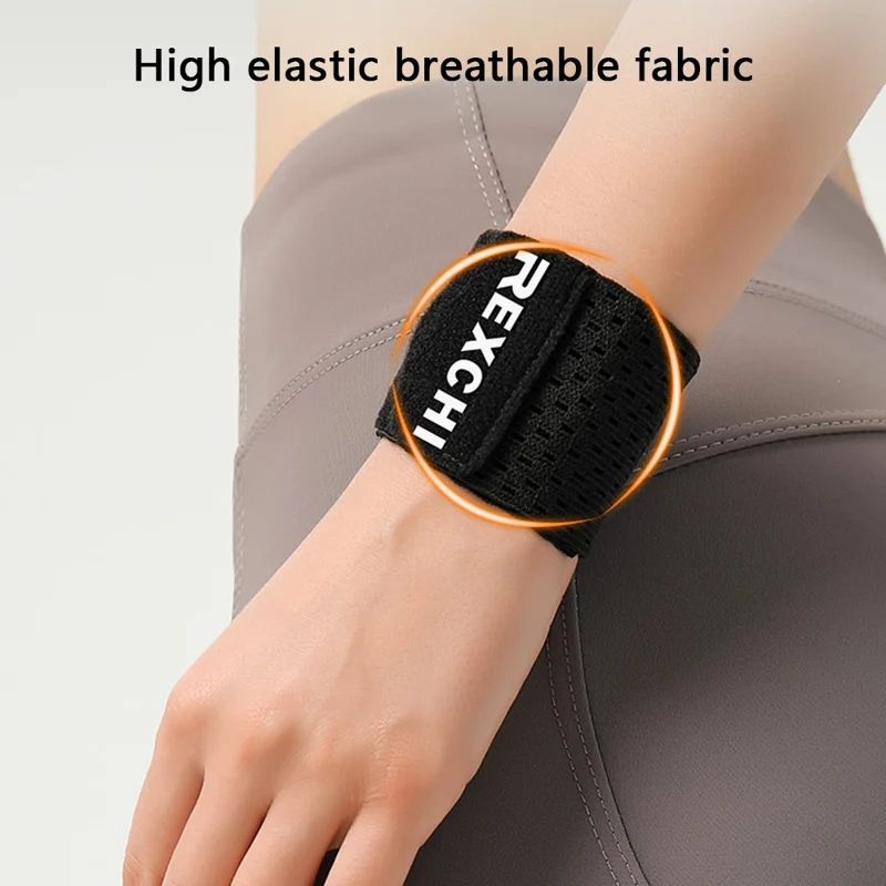 REXCHI HW16 1Pc Outdoor Sport Wrist Band Elastic BRS Fitness Basketball Wrist Wrap Brace - Black