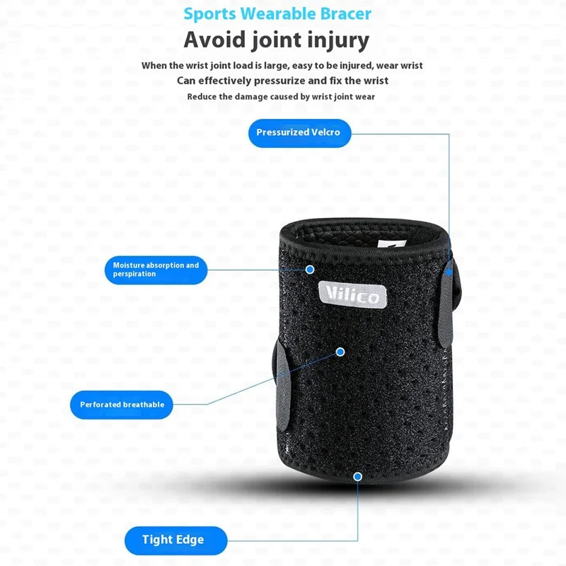 VILICO AB063 1Stück Federstütze Sport-Handgelenkbandage Atmungsaktiv Anti-Verstauchung Tennis Fitness Handgelenkschutz