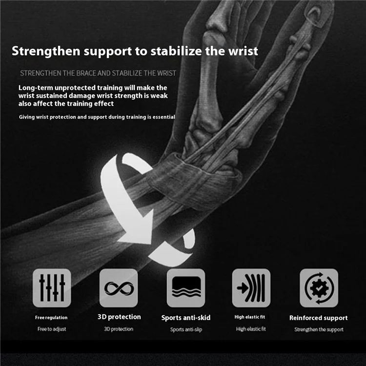 WOSWEIR WR0225 1 Pair Gym Wrist Wraps Weightlifting Wrist Straps with Thumb Loop - Grey