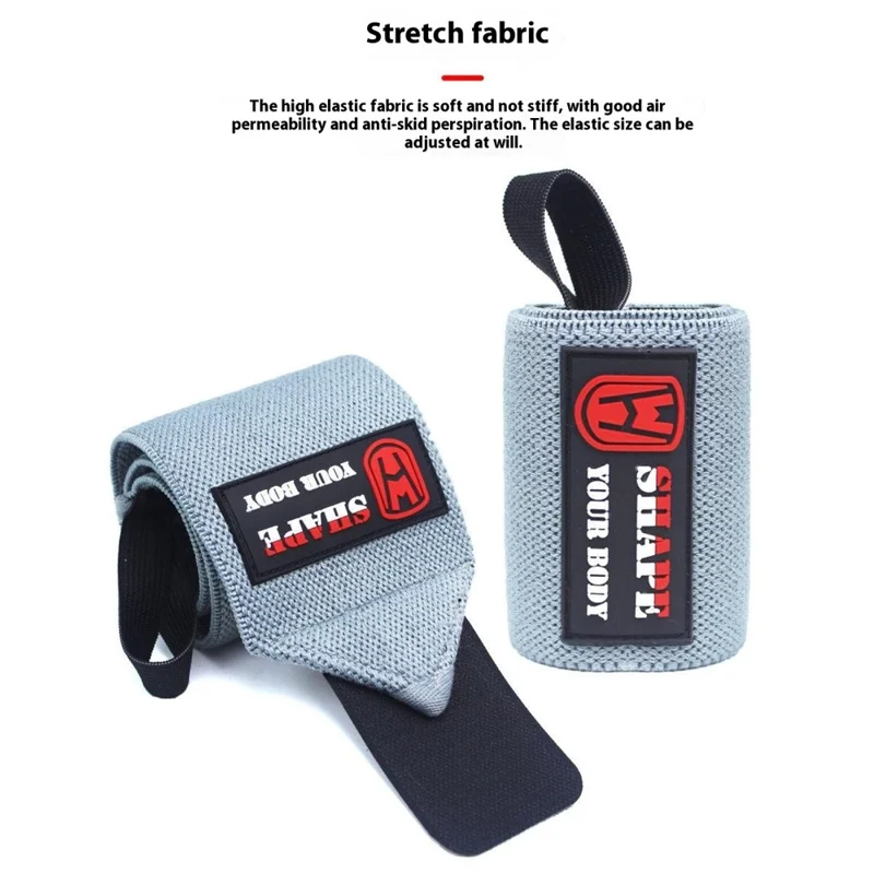 WOSWEIR WR0225 1 Pair Gym Wrist Wraps Weightlifting Wrist Straps with Thumb Loop - Grey