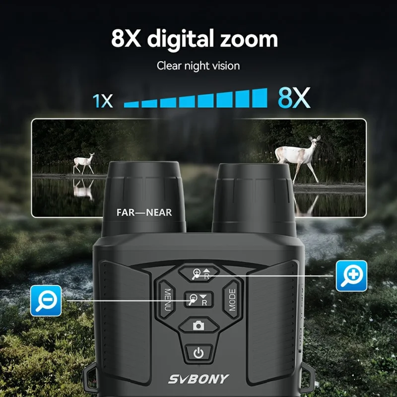 SVBONY SA206 4K Night Vision Binocular Goggles with 3 inch Large Screen, 8X Digital Zoom, 32G TF Card