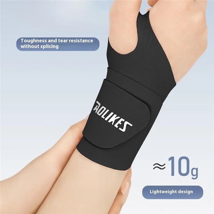 AOLIKES 7935 1Pc Wrist Guard Sprained Wrist Fixing Strap Sports Fitness Thin Summer Wrist Band - Noir M