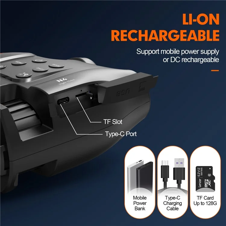 Jumelles de vision nocturne GTMEDIA N4 1080P HD avec 7 niveaux de luminosité, zoom numérique 5x et télescope pour l'extérieur