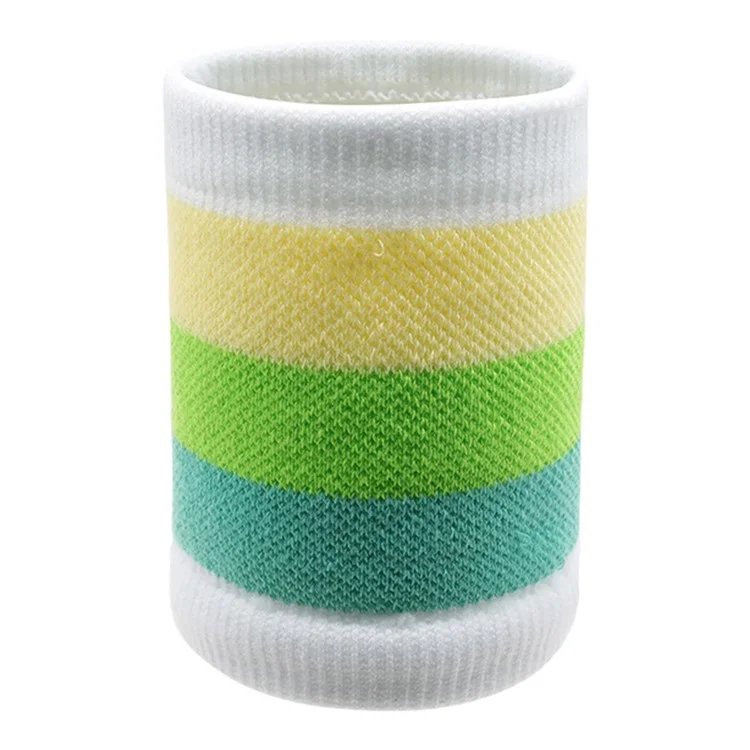 7.5x9.5cm Sweat Absorbing Wristband Basketball Cycling Running Unisex Thin Sports Wrist Band - White+Lake Green