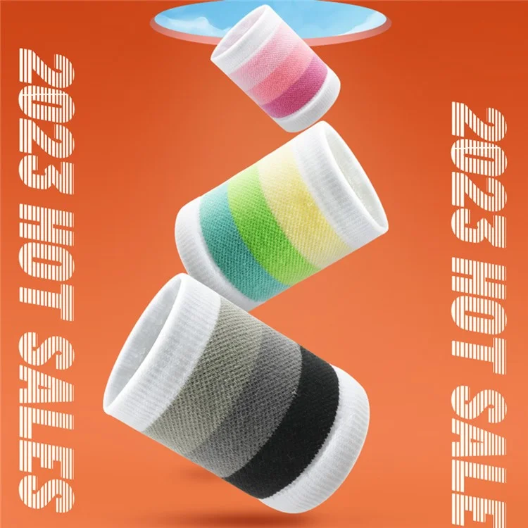 7.5x9.5cm Sweat Absorbing Wristband Basketball Cycling Running Unisex Thin Sports Wrist Band - White+Lake Green