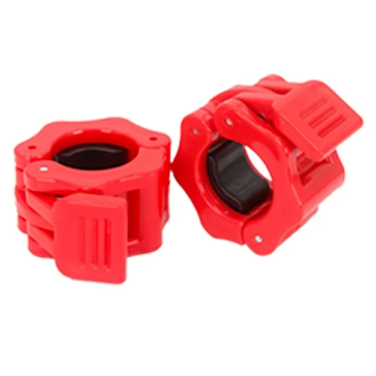 2 Braçadeiras de Liberação Rápida para Barra de Musculação com Trava Giratória para Musculação e Treinamento de Força, Diâmetro 2,5 cm - Vermelho