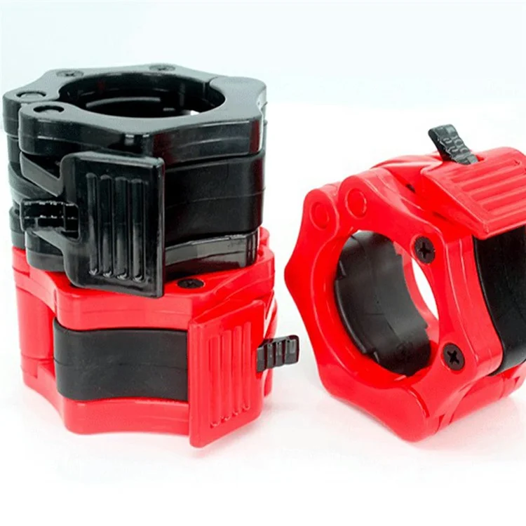 2 Braçadeiras de Liberação Rápida para Barra de Musculação com Trava Giratória para Musculação e Treinamento de Força, Diâmetro 2,5 cm - Vermelho