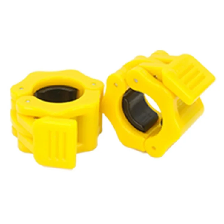 2 Stück Schnellverschluss-Langhantelklemmen Spin-Lock Hantelkragen für Gewichtheben und Krafttraining, Durchmesser 2,5 cm - Gelb