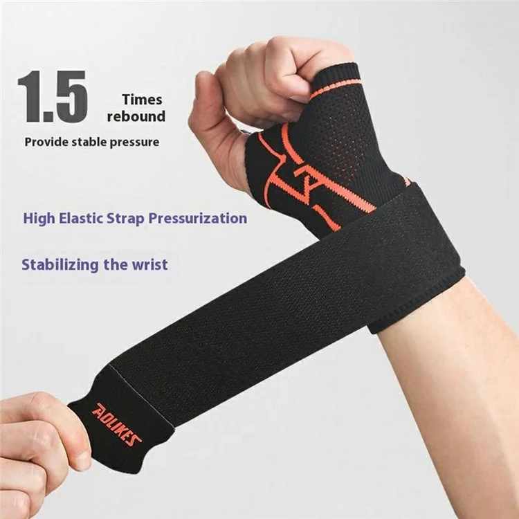 AOLIKES 8201 1Pc Breathable Wrist Support Brace for Badminton Fitness Extended Compression Wristband - Black+Grey S